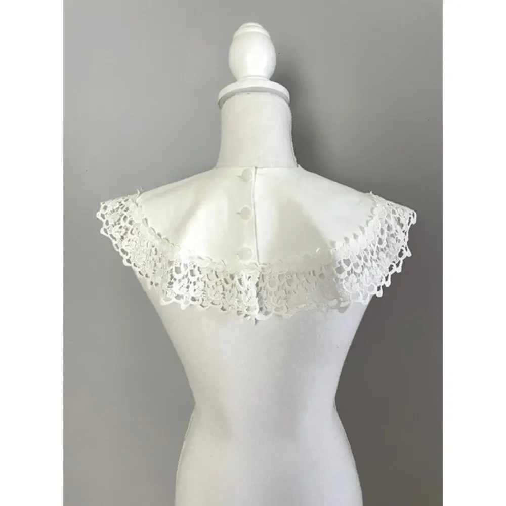 Handmade White Lace Detachable Cape Collar Victorian Cottagecore French Country